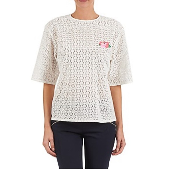 MANOUSH Flower Badge Eyelet Cotton Top Blouse Size 34, US 2 - Picture 1 of 10